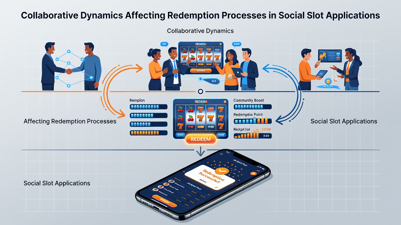 Community resource exchange cycles displayed in a mobile social slot dashboard with interconnected player profiles and redemption status indicators