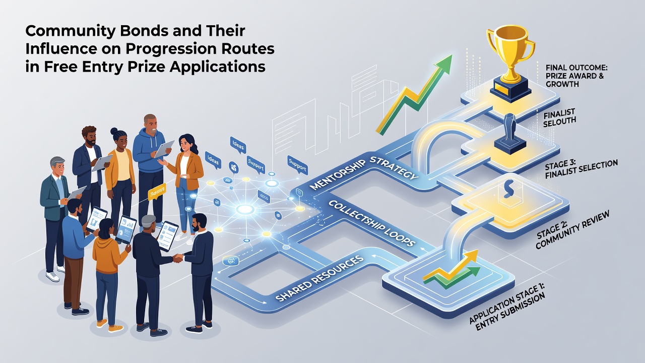 Group of users exchanging tips on progression routes within a free entry prize application dashboard