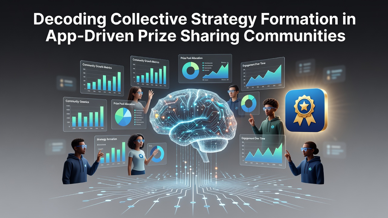 Users collaborating on strategy in a prize sharing app interface on mobile devices