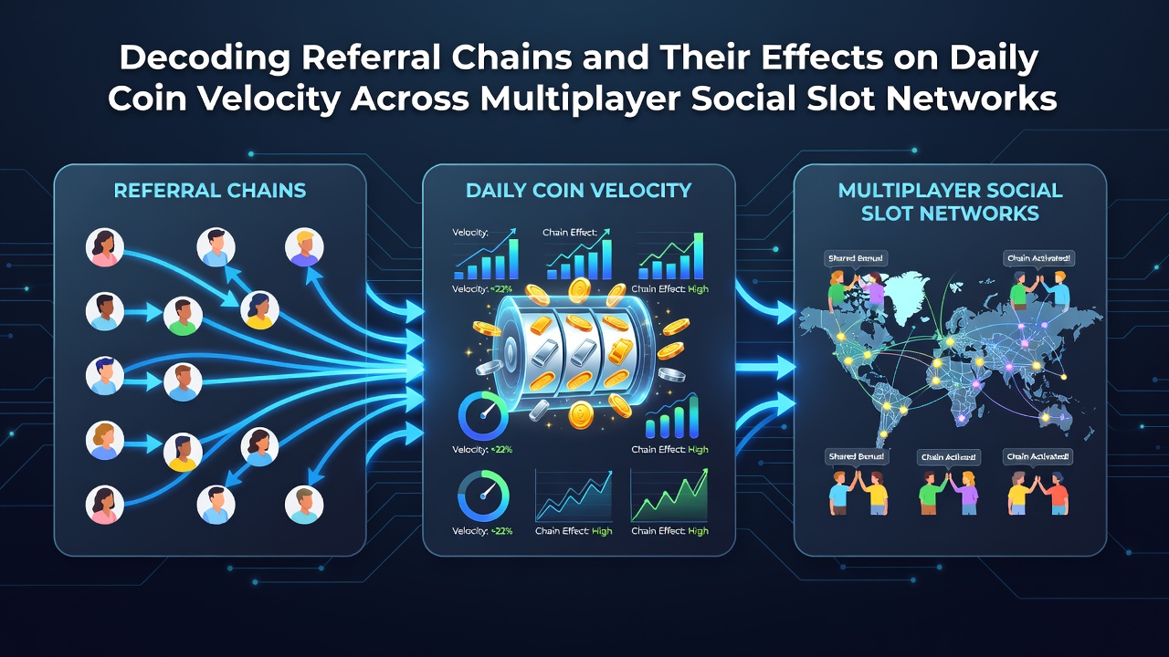 Diagram illustrating referral chain structures and coin flow patterns in social slot networks