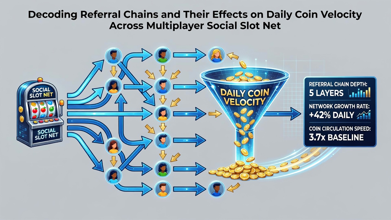 Visualization of coin velocity metrics across different referral chain depths in social gaming platforms