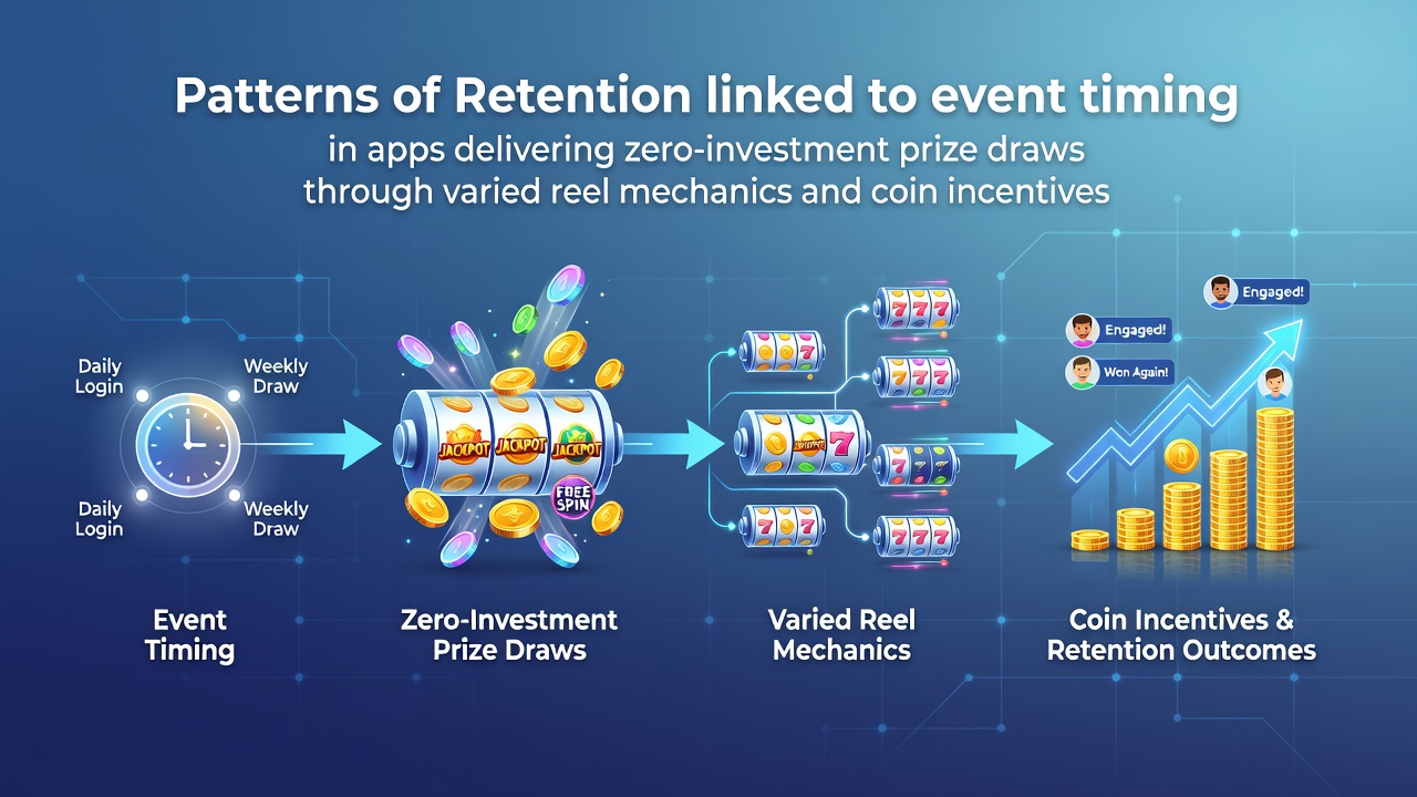 Users engaging with timed prize draw events in mobile apps featuring reel mechanics and coin incentives