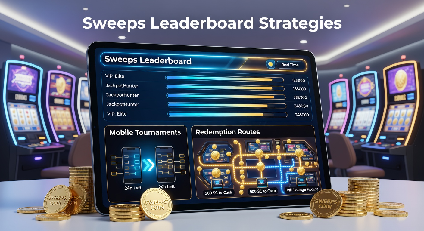 Dynamic leaderboard display from a mobile sweeps casino app showing top players ranked by tournament scores and coin multipliers